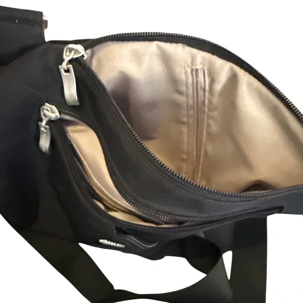 baggallini Black Nylon Sling Backpack Teardrop Crossbody Bag RFID Travel Purse